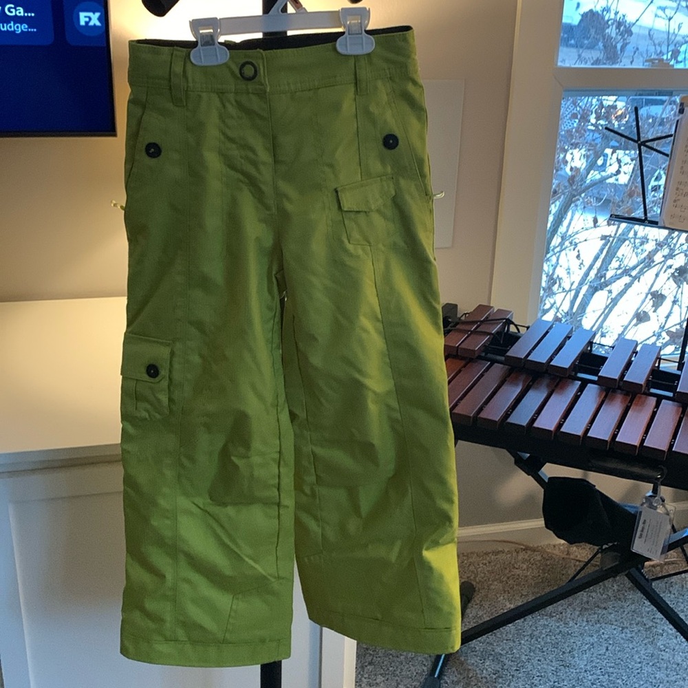 Kids size 8 Obermeyer ski or snowboard pants neon yellow green